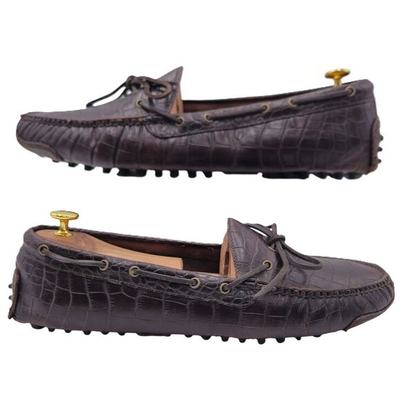 Cole Haan Men's 12D Brown Crocodile Embossed Leather Dress Shoes Driving Loafers - Picture 4 of 10